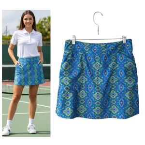 Southwind Everyday Stretch Tennis Skort Blue Multi Print Women's Size Medium
